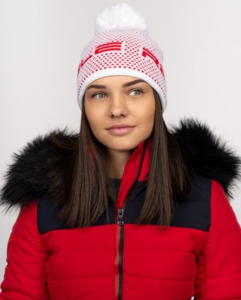 Zimná čiapka Double Red - NISEKO Red Snow Unisex Winter Cap - biela
